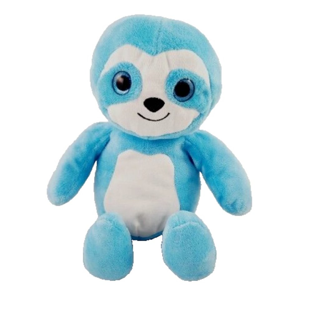 Grafix? Blue White Sloth Plush 11 in Glittery Eyes Sewn Nose Mouth Stuffed Toy